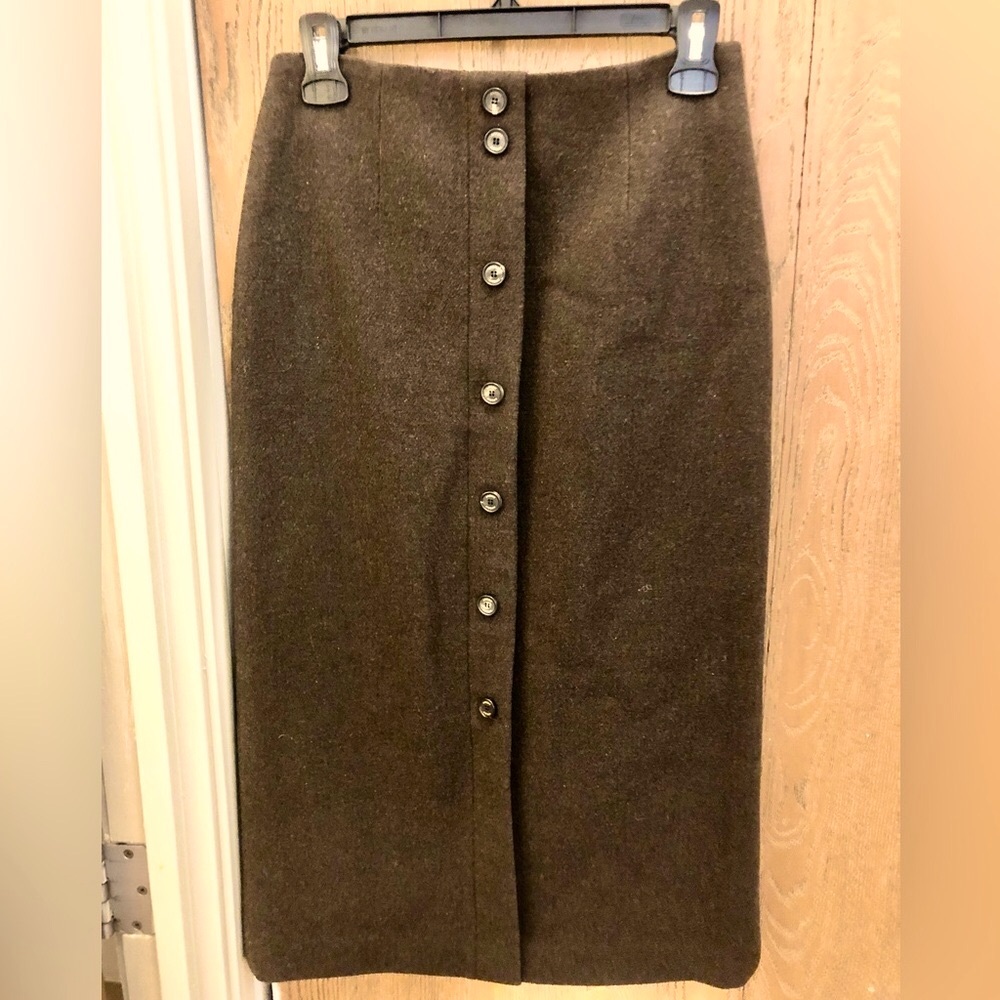 WConcept Anedit Wool Blend Front-Buttoned Midi Skirt